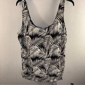 Women’s Black & White Palm-Print Tank Top